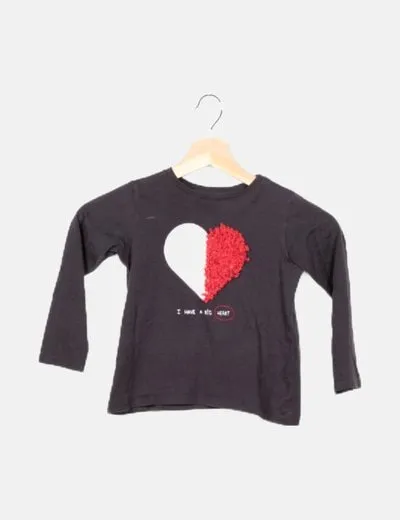 Mango Camiseta gris combinada